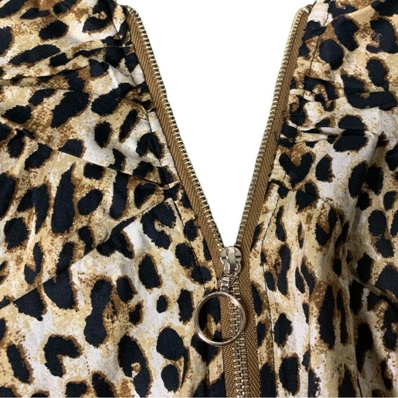 Sleeveless Leopard Print Spandex Zipper Front Sweetheart Strap Top 3XL size - Picture 13 of 14